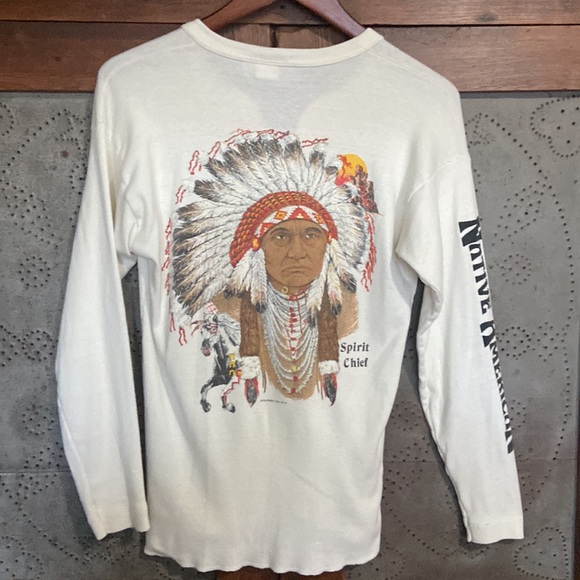 ❗️CLOSET CLOSING❗️ Native Thunderbird Spirit Chief Indian Henley Top L - Picture 2 of 9